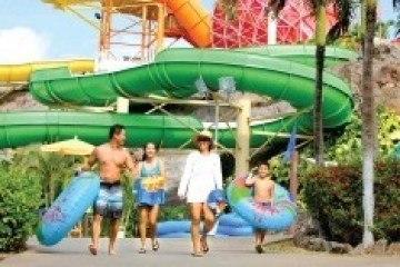 a group of people on a swing